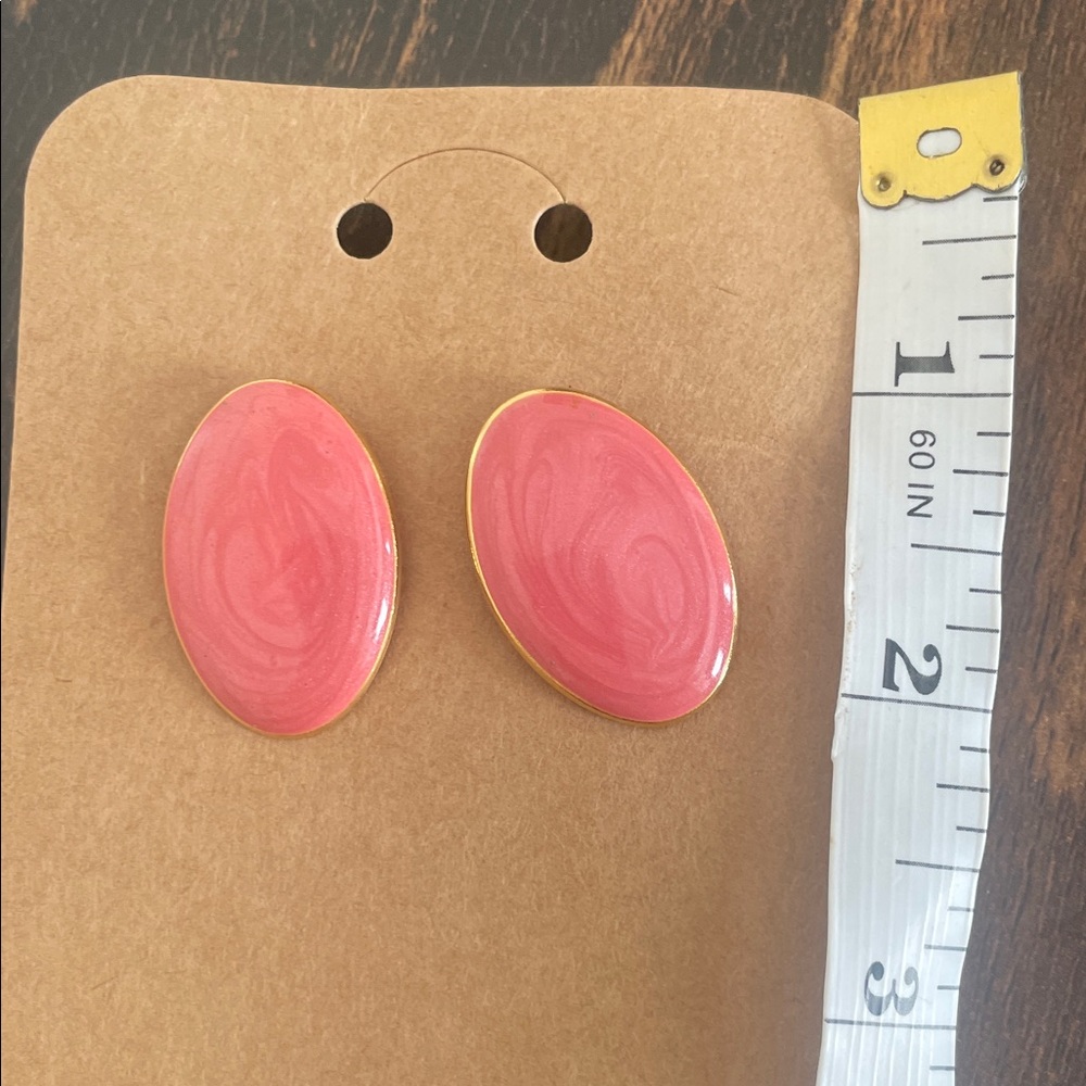 Vintage‎ Pink and Gold Stud Earrings